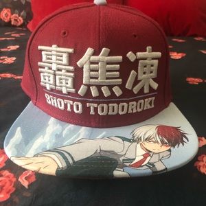 Shoto Todoroki Maroon and Blue Snapback Hat